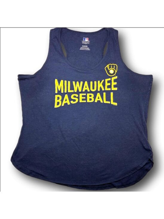 MLB Tops - Women's MLB Navy Blue Milwaukee Baseball Tank Top XL